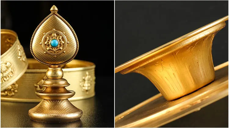 Wholesale Buddhist supplies Temple family hall worshipping Eight Auspicious Symbols of Buddhism Manja Mandala gilding statue