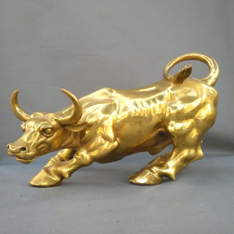 COOL # HOME Shop hall TOP decoration ART FENG SHUI Business Good luck Success Drawing Money Charging Bull Taurus Statue 41CM