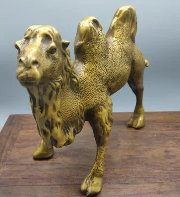 Handmade Carved Pure Copper Brass Retro Animal Alpaca Camel Statue Desk Decoration Ornaments Gifts Home Decor Sculpture