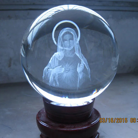 Wholesale Christianity # blessing HOME family Health safety - 3D Virgin Mary Crystal Internal carvings art statue