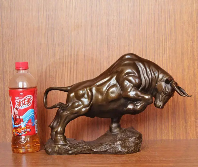 Large 2023 HOME Store GOOD FENG SHUI Bronze carving Prosperous Auspicious GOOD LUCK Wall Street Fortune Bull Mascot Decoration