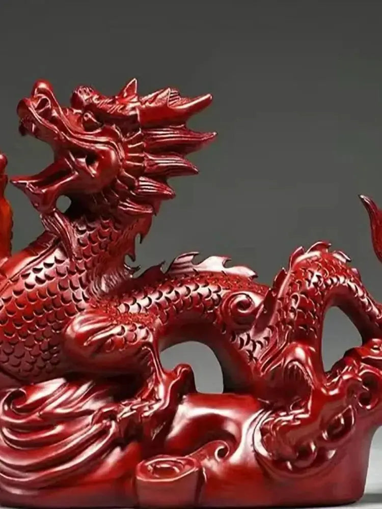 Chinese Feng Shui Dragon Statue Wooden Dragon Figurines Sculpture 10cm Chinese Zodiac Dragon Figurines Wood Hand Carved