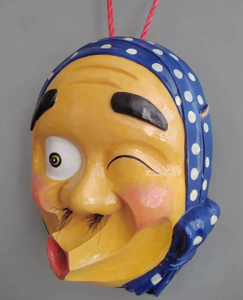 XS708- Japanese Wooden Noh Mask Warrior Traditional Craft Ghost Female Room Decorative Wall Hanging Personality Home Decor