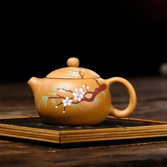 Handmade Mud Decals, Plum Blossom, Xi Shi Pot, Zisha Teapot, Yixing Handmade Pot, Kung-Fu Teaware, Purple Clay