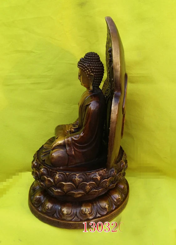 HOME Temple Greco-Buddhist efficacious Protection # India Tibetan Buddhism Lotus RULAI Sakyamuni Buddha brass statue