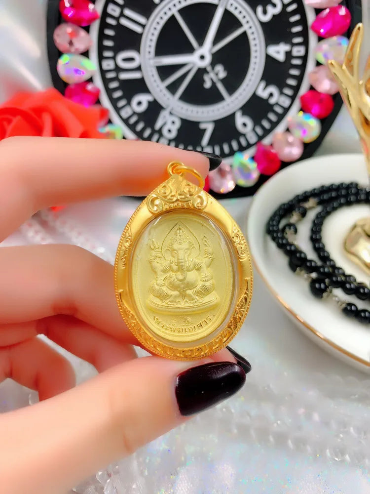 50% OFF Asia Thailand Temple four-faced Buddha figure effective Amulet Pendant GANESH God of wealth Amulet good luck talisman A2