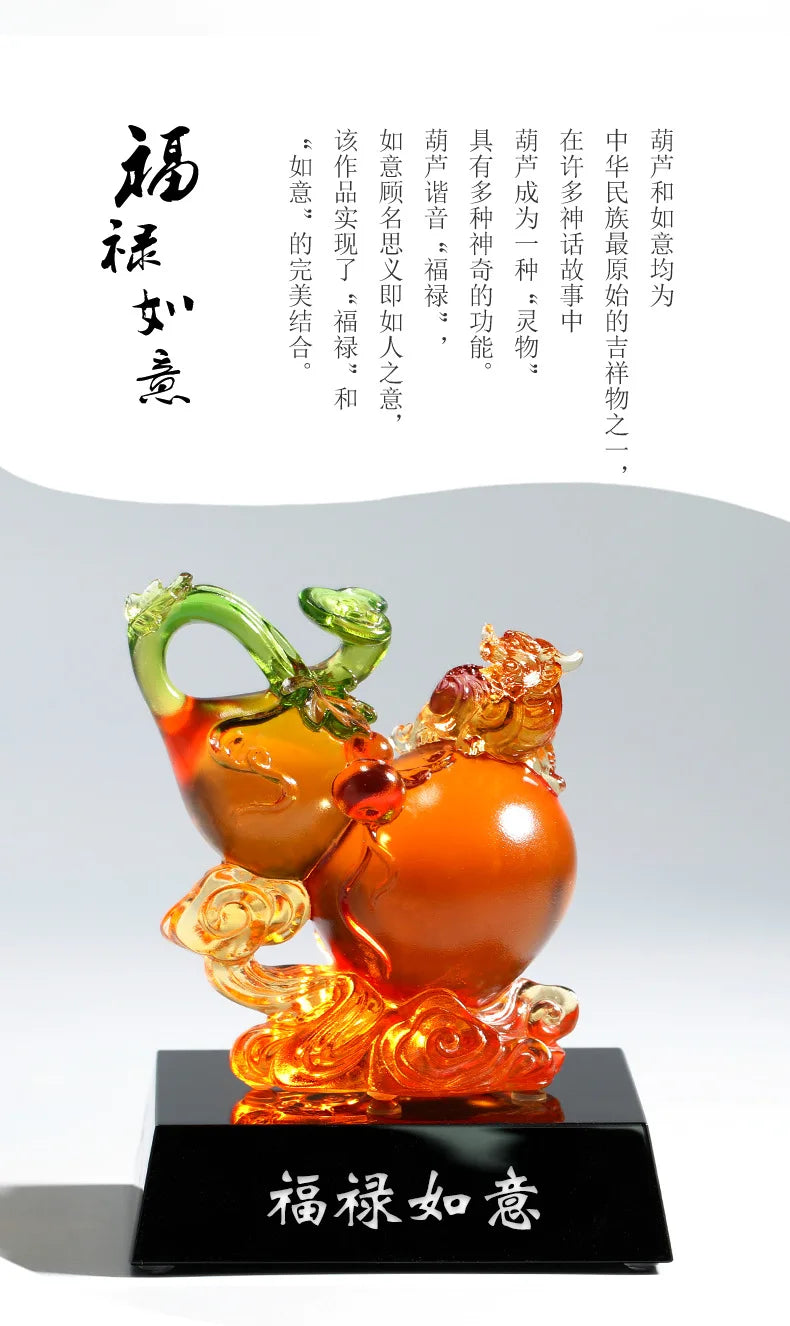 Coloured glaze home decoration good fortune official pay wishful gourd business gift store opening gift New house housewarming