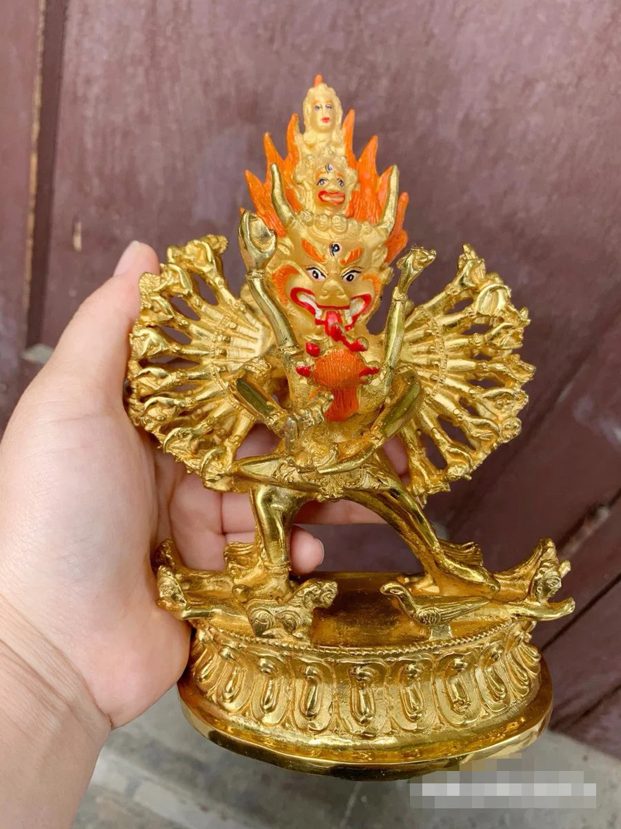 Asia Buddhism home temple altar Subdue demons Yamantaka Buddha brass gilding statue bless Safety Health good luck