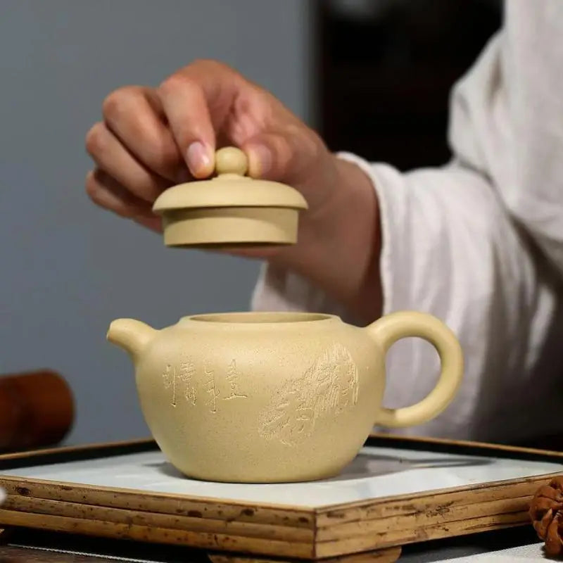 Zisha Teapot Yixing Handmade Pot Kung-fu Teaware Purple Clay Drinkware For Puer Green Black Chinese Tea Green Clay Charm Pot