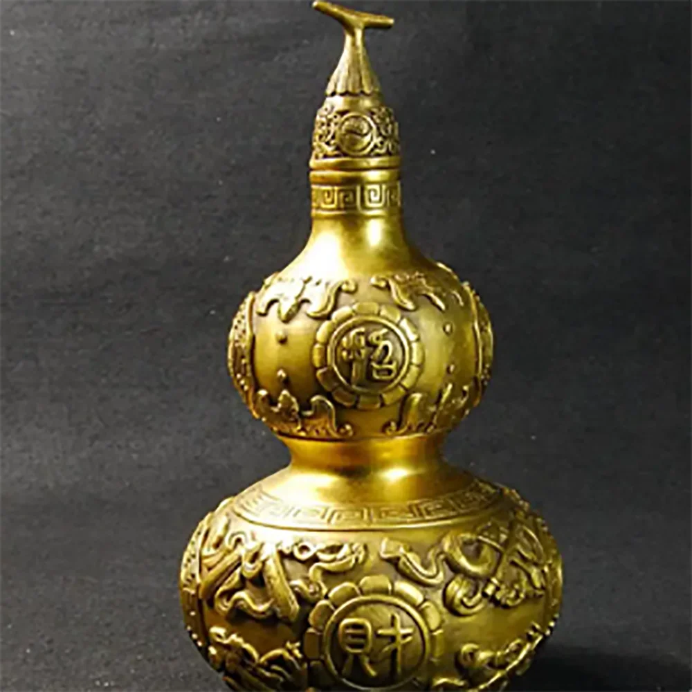 Copper Statue Copper gourd ornament brass eight trigrams gourd ornament copper eight treasures gourd household ornament ornament
