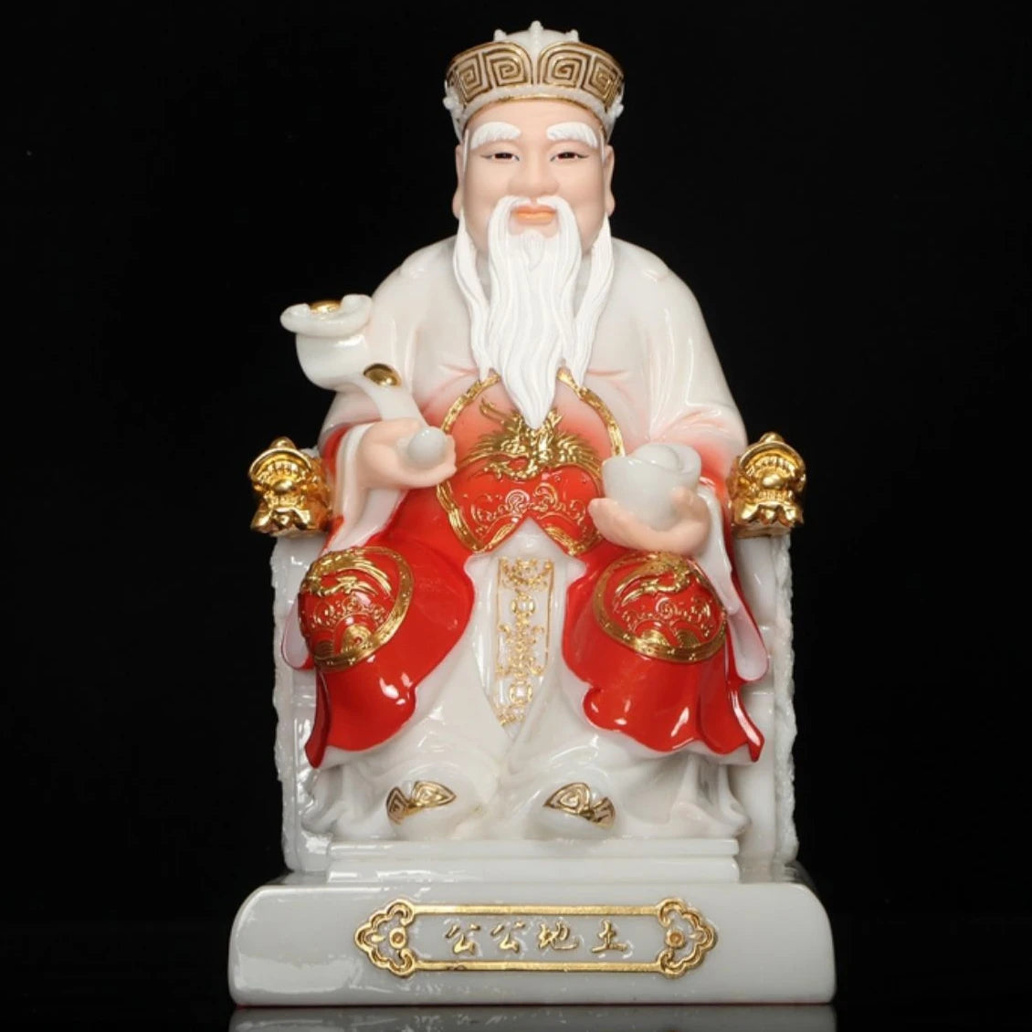 GOOD Asia HOME SHOP jade Buddha statue Bring good luck money God of wealth Recruit wealth TU DI GONG Mammon buddha statue