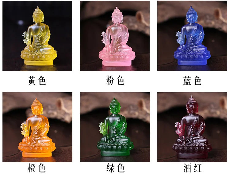 Wholesale Buddhist supplies--7 color -home Temple Buddhism ART the Medicine Guru Buddha Crystal resin Decorative Buddha statue