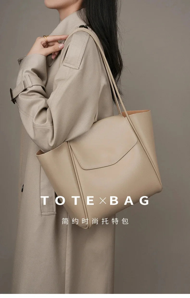 Genuine New Summer Soft Leather Tote Women's Capacity Advanced One Shoulder Cowhide Large Bag