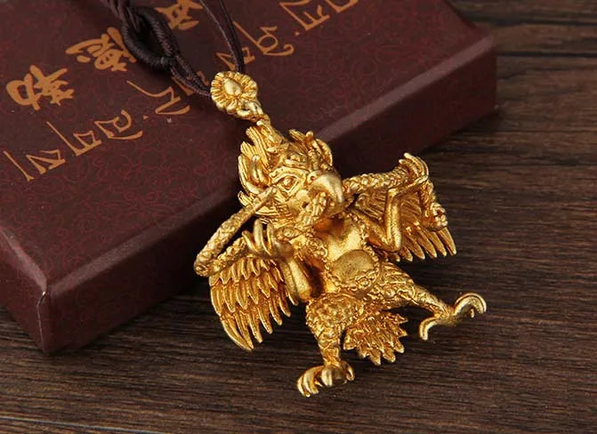 TOP Buddhist supply Greco-Buddhist pocket travel efficacious talisman gilding Suparna Garuda Dhwaja Buddhism Pendant Amulet
