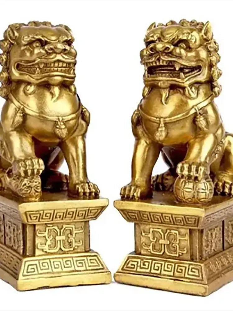 Brass Lion Pair Home Palace Gate Lion Decoration