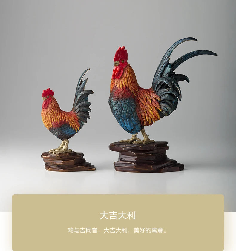 GOOD LUCK TOP Master art Collection Good luck propitious Animal Fortune Cock color brass ART Mascot HOME office shop