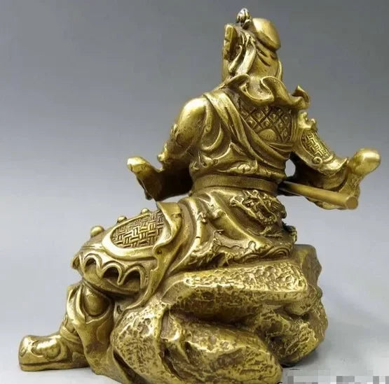 5 "Patung Prajurit Cina Murni Kuningan Tembaga Naga Guan Gong Guan Yu