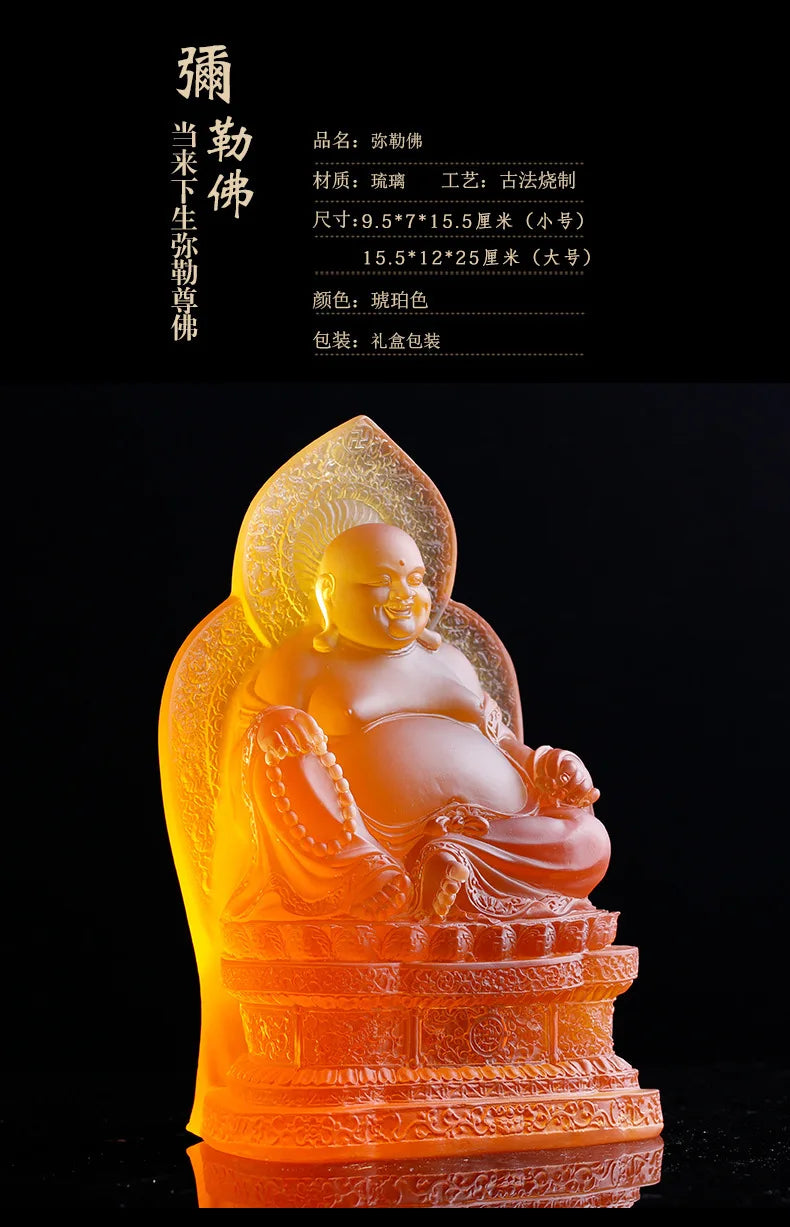 Coloured Glaze Pot Belly Maitreya Buddha Shakyamuni Cloth Bag Monk Worship Home Decoration Buddha Of The Future Supplies Temple