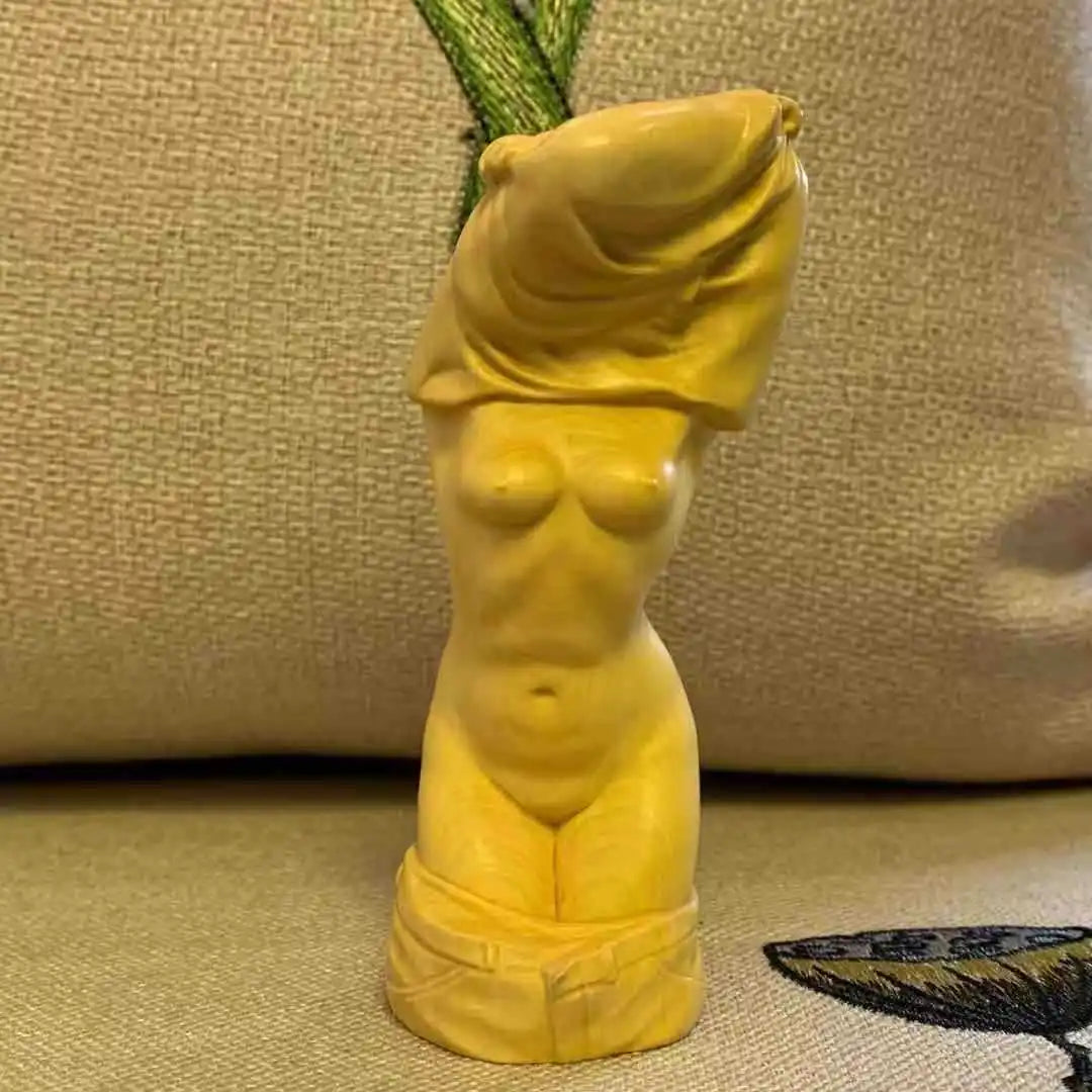 Boxwood body art beauty decoration home decoration Solid wood carving crafts creative hand handle piece character gift
