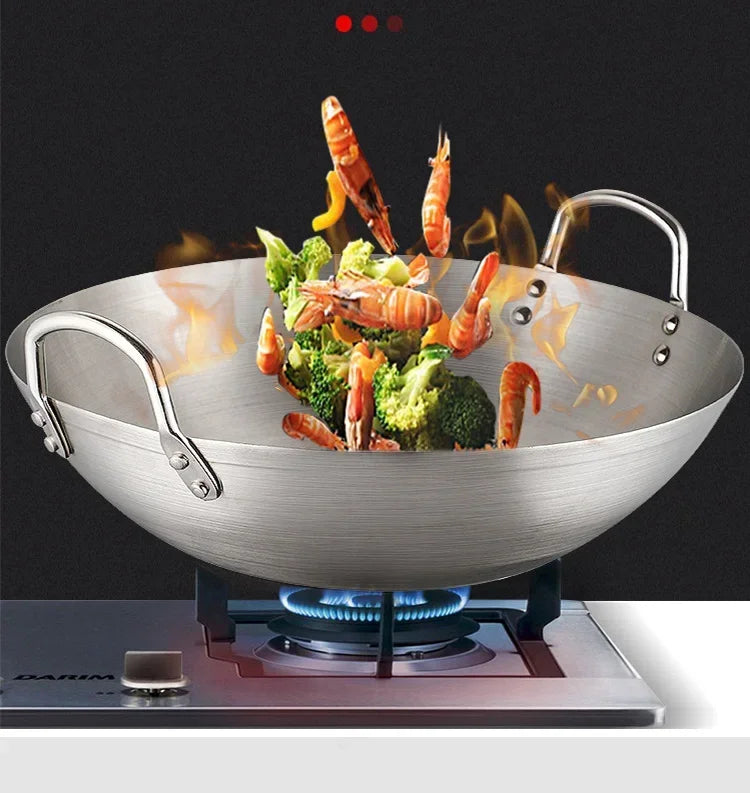 Thicken Wok Pan Home Garden Non-stick Skillet Stainless Steel Pan Gas Stoves Cooking Pot Cauldron Cast Iron For Kitchen