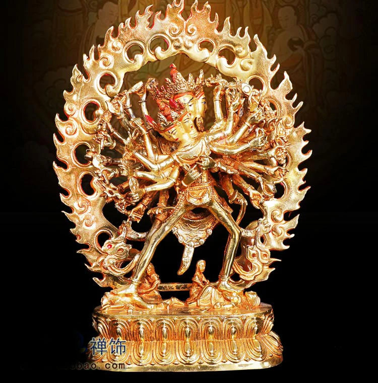 30cm large # GOOD -Buddhism # bless Safety Health Talisman #efficacious Protection Nepal Gold-plated Kalacakravajra statue
