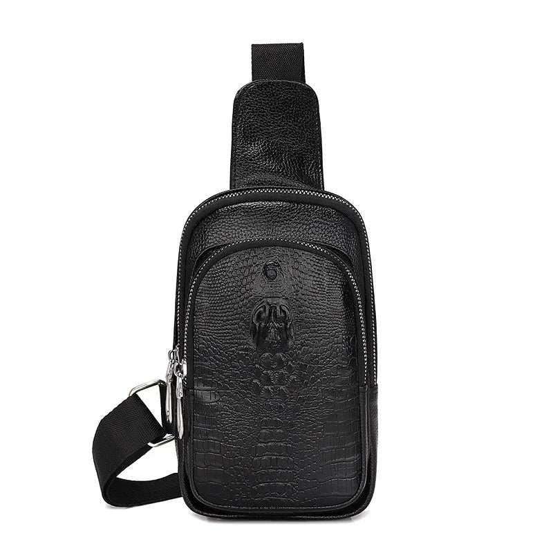 SUUTOOP Men's PU Leather Shoulder Fashion Business Waterproof Crossbody Travel Sling Messenger Pack Chest Bag For Male