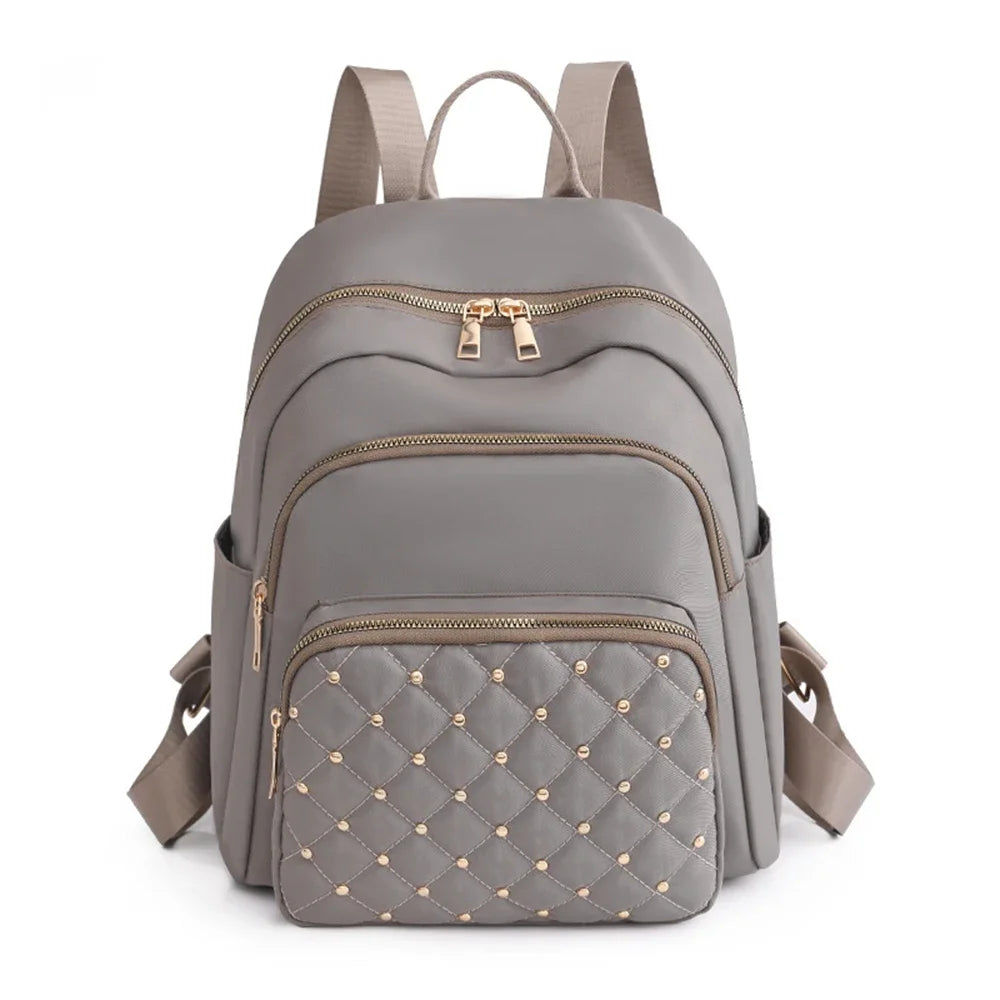 SYZM Fashion Women Backpack Soft Nylon Lady Shoulders Bag Schoolbag For Girls Rivet Decorative Backpack Elegant Female Bags