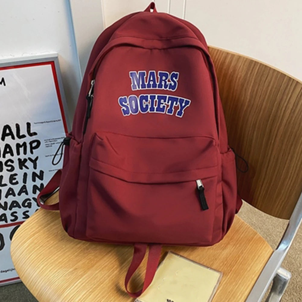 SYZM Nylon Letter Printed Backpack Large Capacity Student School Bags Fashion Travel Book Bag Casual Laptop Rucksack
