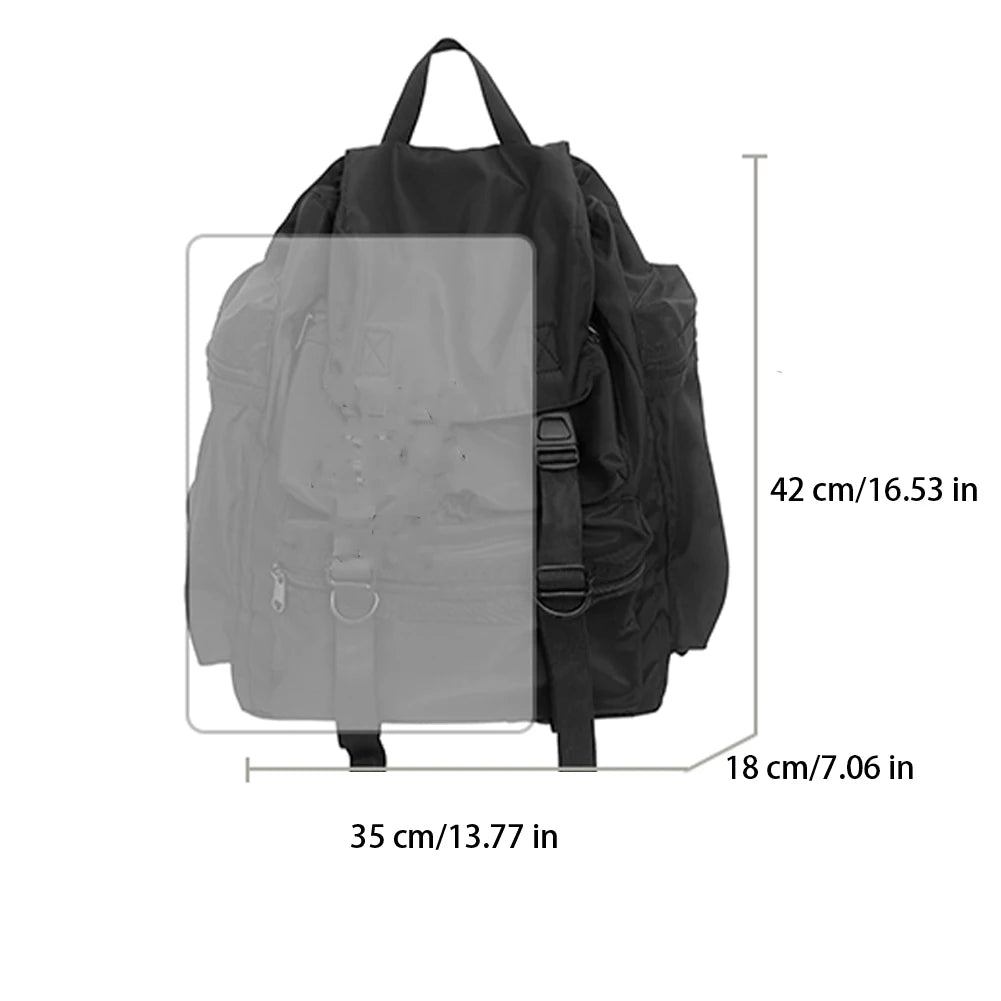 SYZM Nylon Waterproof Rucksack Large Capacity Outdoor Mountaineering Backpack Laptop Bag Black Teenagers Schoolbag