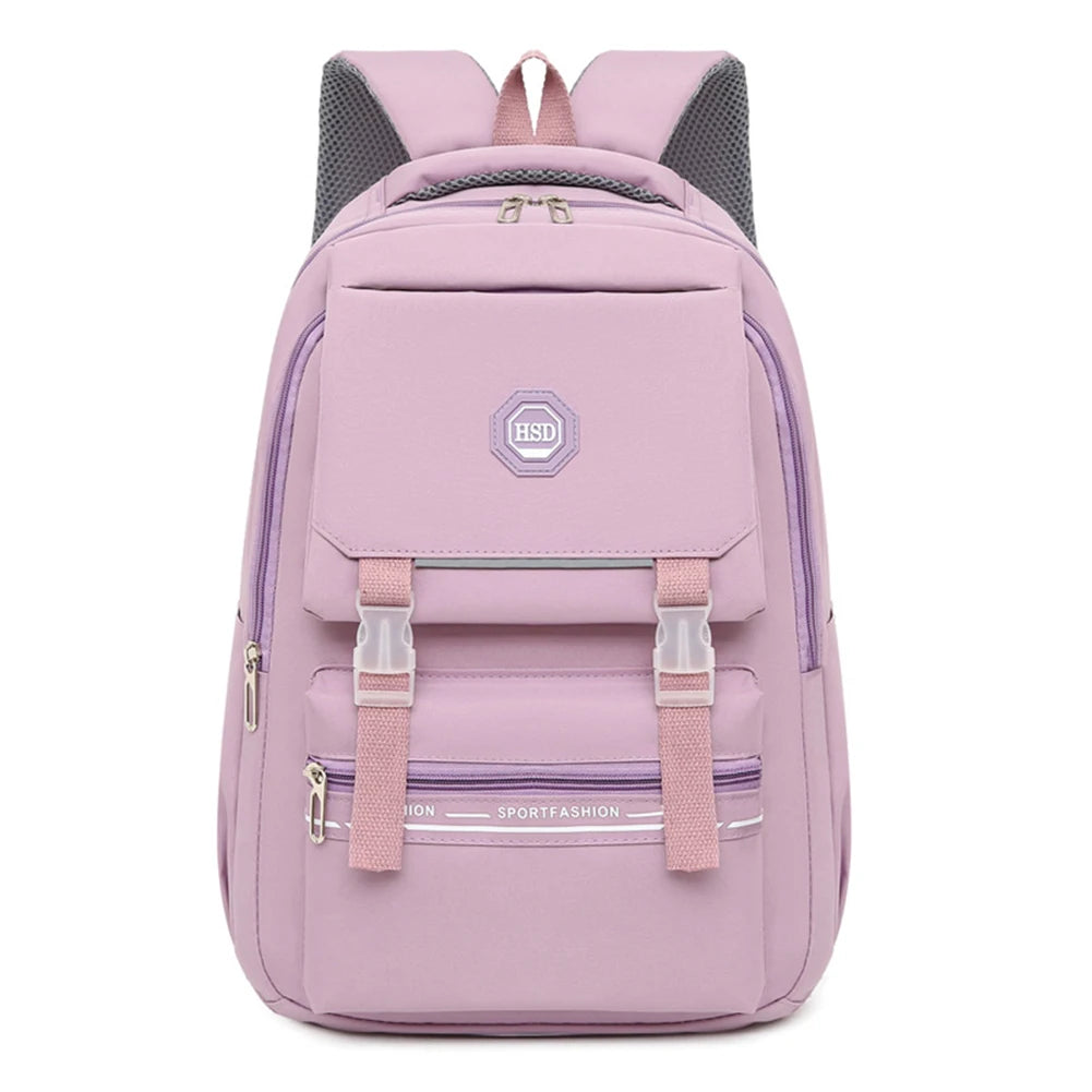 SYZM Waterproof Nylon Women Backpack Solid Color Students Schoolbag Fashion Multi-pocket Travel Bag Large-capacity Shoulder Bag