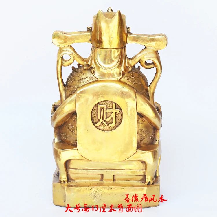 TOP GOOD Business Efficacious Money Drawing Talisman -Home office God of wealth fortune god CAI SHEN Golden Copper statue