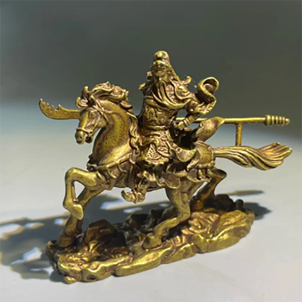 Collect Chinese Elaboration Brass Auspicious “ Guan Yu ”Statue Metal Crafts Home Decoration