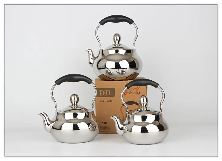 Kitchen Cookware Water Kettles Round 304 Stainless Steel Electromagnetic Furnace Teapot With Tea Filter Mesh