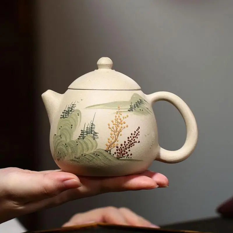Handmade Yixing Handmade Teapot, Raw Ore, White Section, Mud Mountain Water, Dragon Egg , Kung-Fu Teaware, Purple Clay Drin