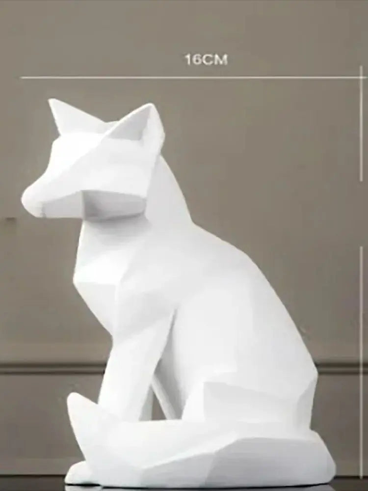 Nordic Style Simple White Abstract Geometric Fox Sculpture Ornaments Modern Home Decorations