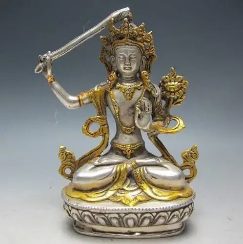 China decorative Tibet silver plated Manjusri Buddha