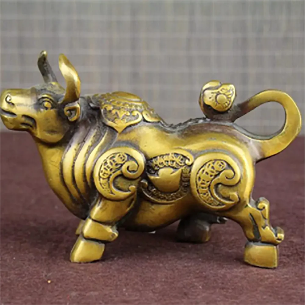 Copper Statue Bronze auspicious family ornaments Fengshui decoration zhenzhaihuasha jewelry brass cattle body portrait