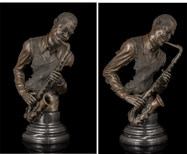 home LIVING ROOM wall TOP Decor ART--41 CM POP ROCK music Crazy Sax bronze statue sculpture Decoration brass decorative