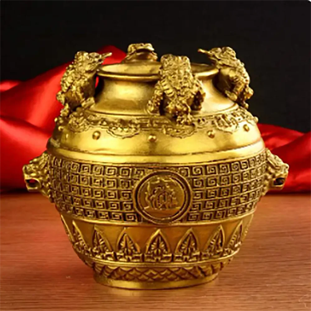 Copper cornucopia ornament, Golden Toad, four sides, money and giftS