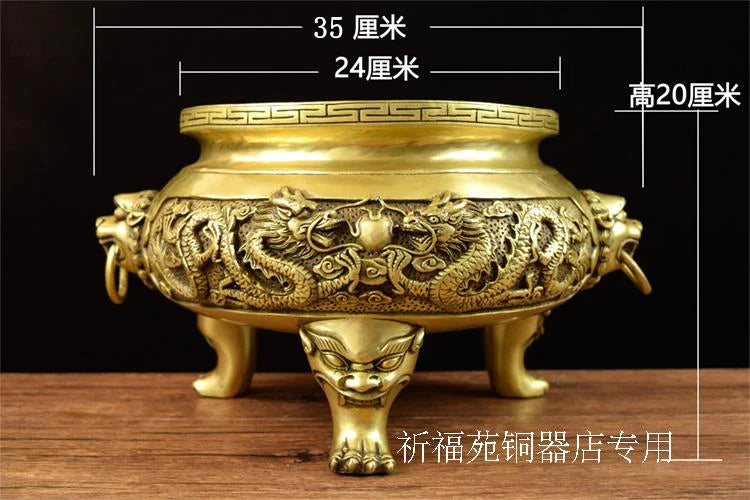 35CM large home company Porch lobby Temple efficacious Protection Mascot thriving business bronze dragon DING FENG SHUI art