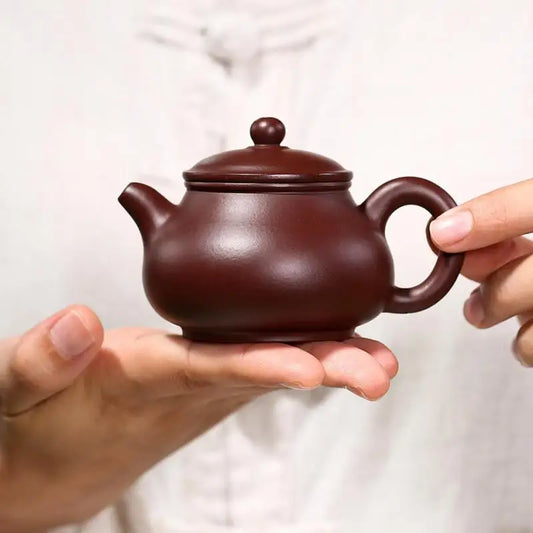 Purple Vermillion Clay Sketch Pan, Zisha Teapot, Yixing Handmade Pot, Kung-Fu Teaware, Purple Clay Drinkware for Puer Green
