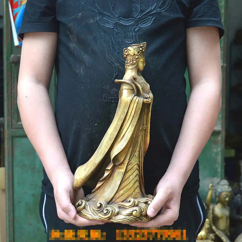 large GOOD LUCK Auspicious COPPER Goddess Mazu BUDDHA ornament living room Company Decorative PING AN guanyin BUDDHA Statue