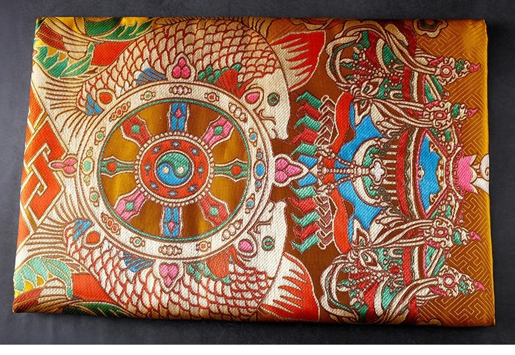 Wholesale Buddhist supplie Tibet Buddhism Kalachakra Eight auspicious symbol Embroidery wall Partition Tapestry Door curtain 02