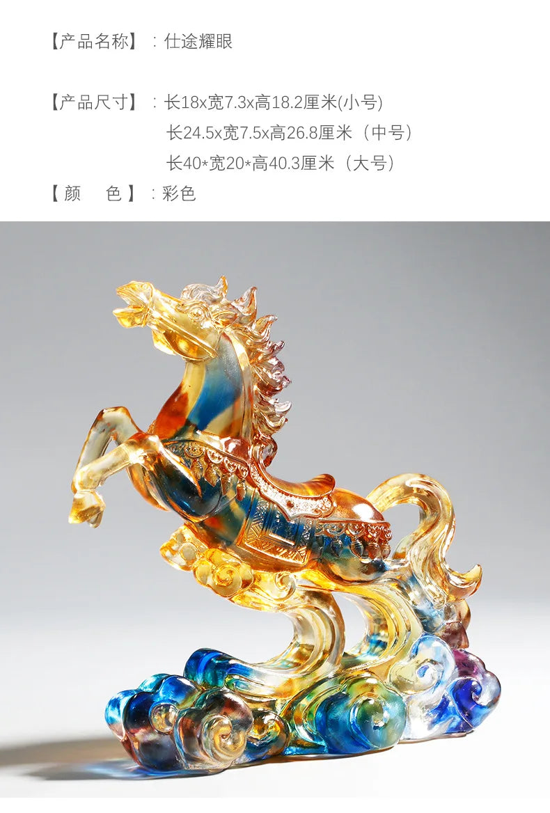 Coloured Glaze Horse Ornament Crafts Decoration Gift
