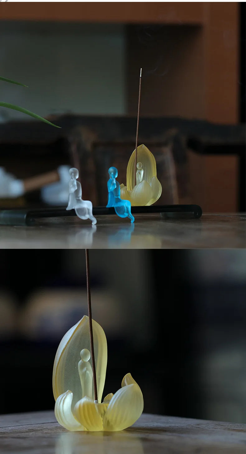 Lotus Coloured glaze incense burner Zen incense stick incense seat
