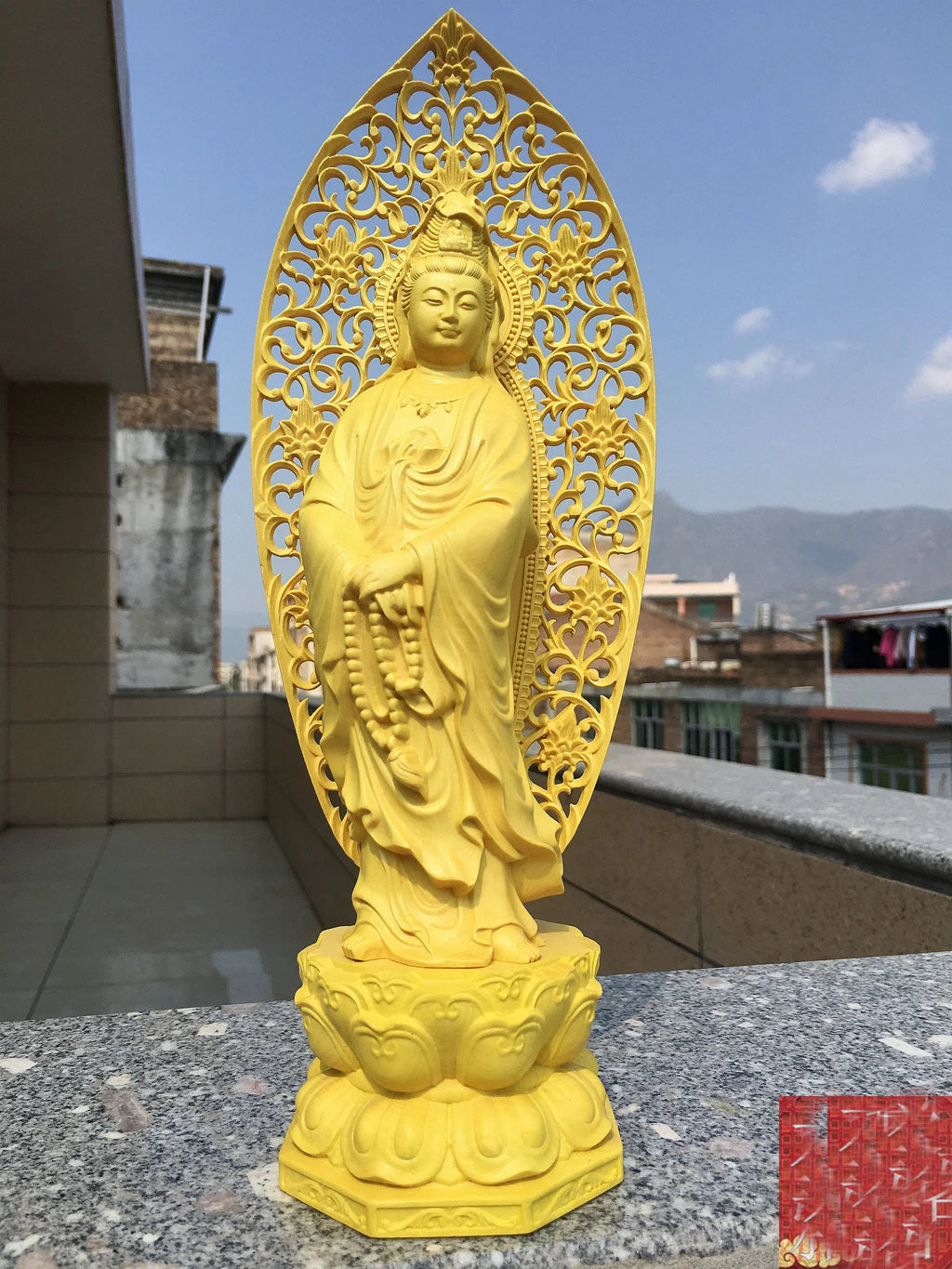 27cm High grade wooden Buddha Sculpture Buddhism Guan yin Avalokitesvara Buddha statue HOME family safety health protection