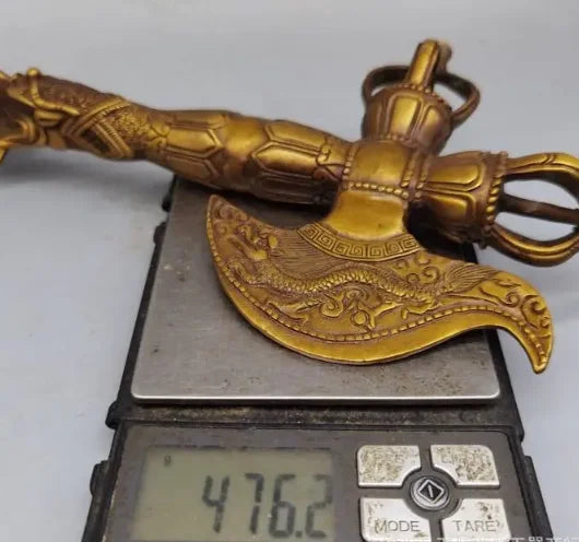 Tibet Tibetan Bronze FengShui Fly Dragon Head Statue Buddhism Phurpa wedding Brass Fine Arts Crafts decoration