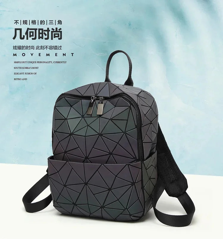 shiny bag Luminous Glitter Sequins Female Geometric Women School Backpack For Teenage mochila feminina 2024