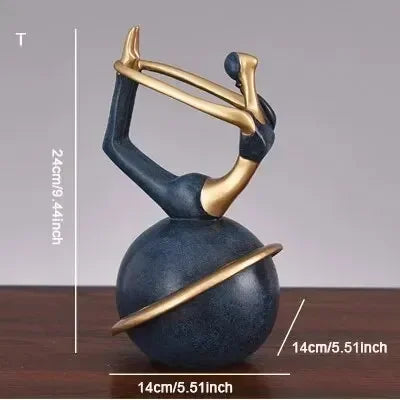 Scandinavian Yoga Girl Sculpture Statue Desk Decoration Nordic Geometric Moon Abstract Ornaments Home Decoration Crafts Gifts