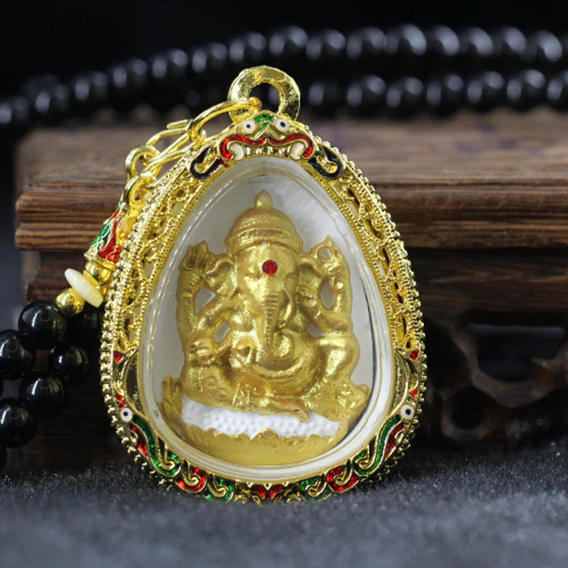 Asia Thailand Royal temple Buddha card GANESH Elephant God of wealth Pendant Amulet bring fortune GOOD LUCK Effective protection